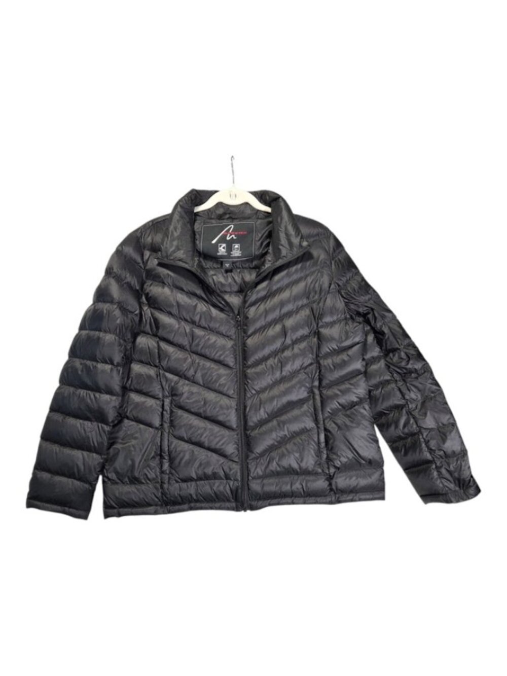 Alpine Tek Down Fill Puffer Jacket Black Womens Size XL 18 Quilted Full Zip Coat
